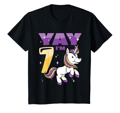 Niños 7 años de edad Niñas Unicornio Dabbing YAY I'm 7th Its My Birthday Camiseta