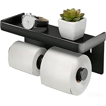 Toilet Paper Holder with Shelf,Roll Holder for Bathroom Kitchen RV, Double Toilet Paper Holder