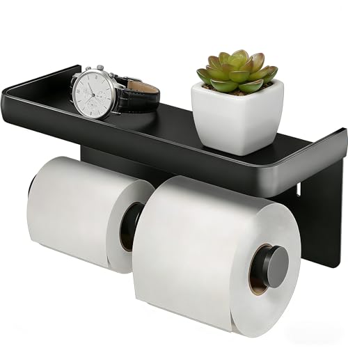 Sveudvdis Toilet Paper Holder with Shelf,Roll Holder for Bathroom Kitchen RV, Double Toilet Paper Holder by Sveudvdis - Used condition - US$18.04