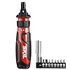 SKIL Rechargeable 4V Cordless Screwdriver with Circuit Sensor Technology, Includes 9pcs Bit, 1pc Bit Holder, USB Charging Cable – SD561201, Red