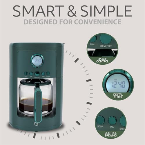WILLOW Eco Series 12 Cup Drip Coffee Maker, 24 HR Programmable Coffee Maker with Glass Coffee Pot, Removable Filter Basket, Keep Warm Function & Auto Shut-off, Coffee Machine with Digital Display - 2