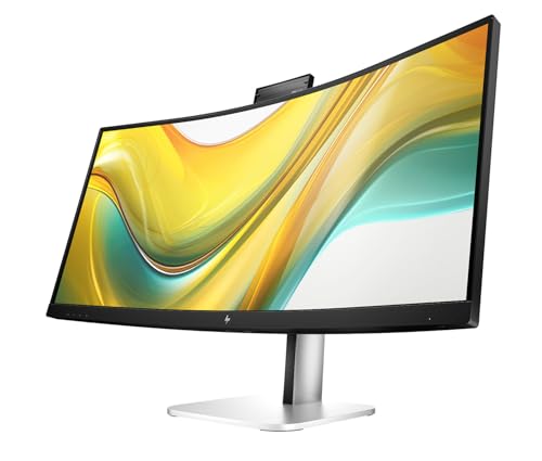 Image of HP Series 5 Pro 34 inch WQHD USB-C Conferencing Monitor, 5MP Pop-up Webcam, 4x3W Speakers, Tilt, Swivel, Height Adjustment Mount, Displayport, HDMI, 2 Pack w /DKZ Hub & ErgoFlexy Dual Mount Arms