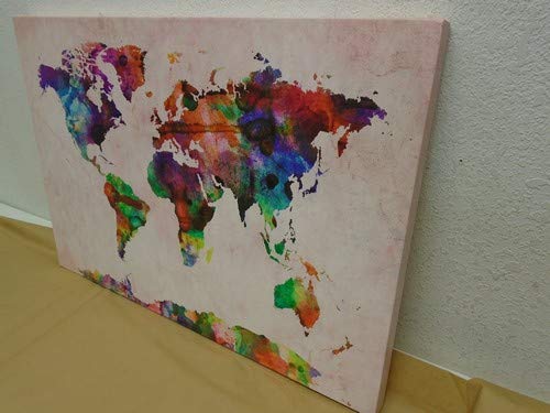 Urban Watercolor World Map By Michael Tompsett, 22X32-Inch Canvas Wall Art #TOP2