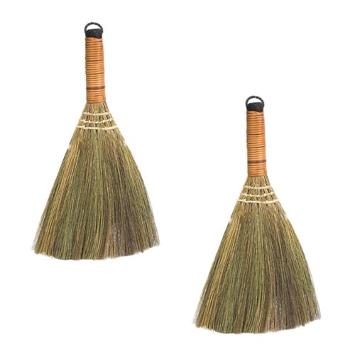 Healeved 2pcs Handheld Straw Brooms for Desk Hardwood Floor Cleaning Household Cleaning Tools