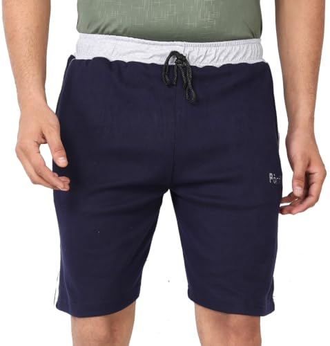 Image of Particle Men's Plus Size Big Size Bermuda Shorts | 230 GSM Ribbed Cotton Half Pant for Men with Deep Side Pockets | Sizes XL-5XL (34-52 Inch Waist)