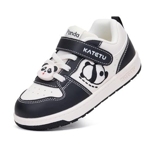 Baby Sneakers Boys Girls Toddler Wide Toe Box Shoes Kids Panda Lightweight Breathable Walking Tennis Running Non-Slip Outdoor Comfortable Shoes 13 Little Kid Black White