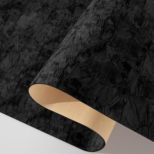 Decotalk Self-Adhesive Wallpaper Velvet Fabric Black Walls Wallpaper 60 x 300 cm Self-Adhesive Black Furniture Film for Bedroom Velvet Wallpaper for Living Room Wardrobe Drawers Staircase