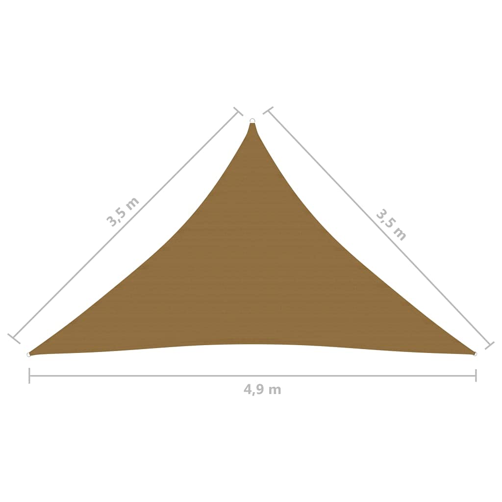Tenda parasole, triangolare, protezione solare, resistente alla muffa e ai raggi UV, permeabile al vento e all'acqua, per esterni, con corde e kit di fissaggio, 160 g/m², tortora, 3,5 x 3,5 x