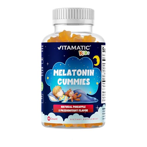 Vitamatic Sugar Free Kids Melatonin 1mg 90 Gummies Pineapple & passionfruit Flavored Gummies 90 Days Supply