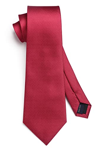 Image of HISDERN Ties for Men Plaid Checkered Tie with Pocket Square Woven Business Formal Necktie Handkerchief Set Wedding Party
