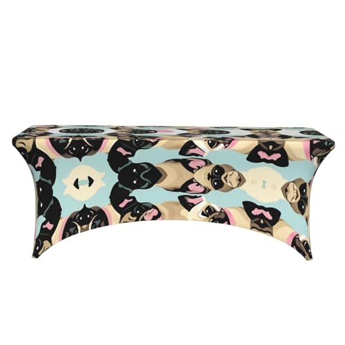 Housse de table rectangulaire extensible élasthanne 1m80 motif chien - 3