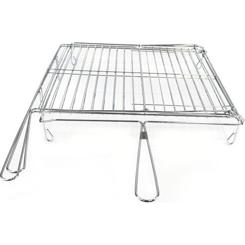ALGON Parrilla BBQ Giratoria Cromada 40x45cm, Rejilla Giratoria para Barbacoa de Carbón, Accesorio Portátil para Barbecue y BBQ Grill, Compatible con Barbacoas Leña