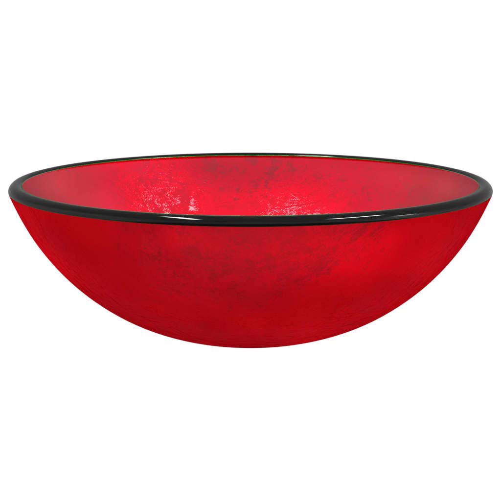 Lavabo de Vidrio Templado Rojo 42x14 cm, Fregadero, Lavabo Baño, Lavamanos Baño, Lavatorio Casa De Banho, Mueble Lavabo sobre Encimera - SPU:345266