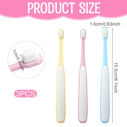 Image of Small Dog Toothbrush, 3Pcs Puppy Tooth Brushing Kit, Soft Head Tooth Brush for Dogs Small Breed, Dog Teeth Cleaning for SmallPet (Yellow Pink Blue)