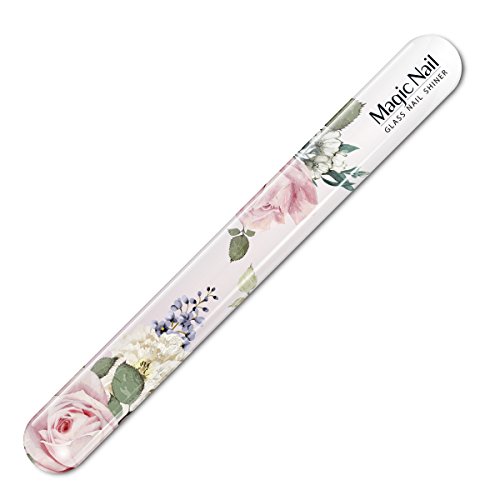 Magic Nail, Glass Nail Shiner, Can be Use File, Pusher, Buffer, Polisher - Durable & Easy to Clean (F01_Lovely Rose)