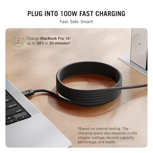 Image of DailyObjects POP 100W Kevlar Core Magnetic Charging Cable | USB Type-C| Fast Charging, 480Mbps Data Transfer | Compatible with Android & iOS Smartphones, Earphones, Tablet /Ipads, Macbook - Black