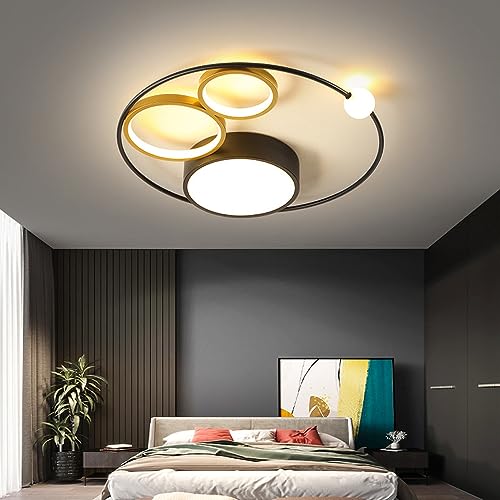 Plafonnier LED moderne 44W doré de 52cm pour éclairage de salon