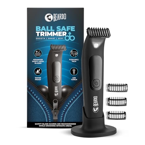 Image of BEARDO Ball Safe Trimmer For Men|Fast Charging Trimmer For Intimate Parts, Beard, Body|Body Grooming Kit - No Nicks Or Cuts, Powerful Motor, Type C, Fast Charging, 110-Min Runtime,Black