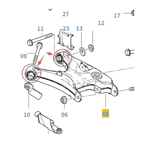 Douilles de bras de commande arrière contre les bruits de suspension BMW E39 E38