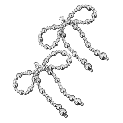 Handcrafted Shoe Embellishments Delicate Silver/White Beaded Bowknot Accessory