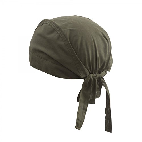 PURECITY Bandana Préformé Foulard de Tête 100% Coton - Taille Unique Ajustable - 20 Coloris au choix (5# Kaki)