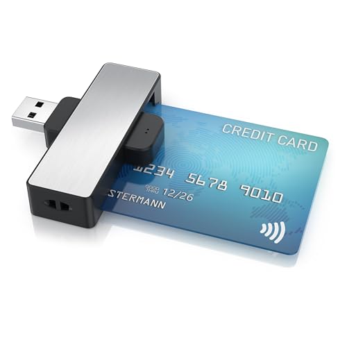 CSL - USB Chipkartenleser - USB Smart Card Reader - Plug&Play - Ideal für Handy/Smartphone/Tablet – Kartenlesegerät kompatibel mit Windows 10-11 + Android - schwarz