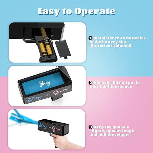 Popuparty MONEYGUN_BLACK Gender Reveal Money Gun Shooter thumb #3
