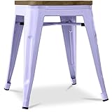 Lavanda Iconik Interior Tolix Style Taburete de diseño industrial – Madera y acero – 45 cm – Stylix Lavanda