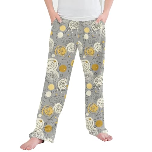 Boho Bohemia Long Pajama Pants Elastic Waist PJ Bottoms with Pockets S A110769