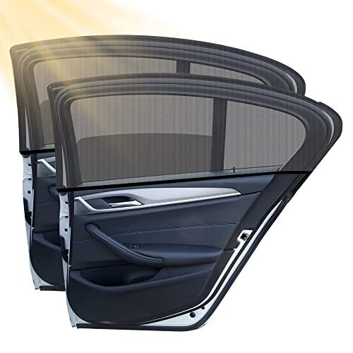 Parasol para coche, reduce el calor y la radiación UV, universal, parasol para coche, extensible, para ventanas laterales, material de malla, protege a pasajeros, niños y mascotas, 2 unidades Cover