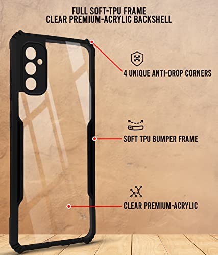 Image of Jkobi Back Cover Case for Samsung Galaxy M52 5G (Crystal Glass Back | Camera Protection | Shockproof Bumpers | Professional Black)