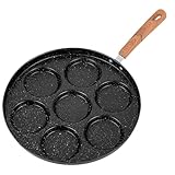 HUHJYUGE Spiegeleipfanne Induktionsgeeignet, Tragbar Antihaftbeschichtung Spiegeleipfanne, Pancake Pfanne Gusseisen, für Eier, Speck, Schinkenscheiben, Steaks (E)