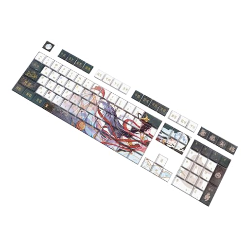 omiinitio Couverture complète 108 touches Jeu de touches avec thème chinois 5 Côtés Sufflé de chaleur pour le bureau à domicile Clavier mécanique Chinois