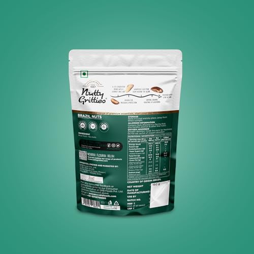 Image of Nutty Gritties 100% Natural Brazil Nuts 150g | Rich in Nutrients & Antioxidants | Healthy Munching Snack | Fresh & Crunchy