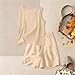 Girls Summer Cotton Linen Vest Shirts Shorts 2PC Sets Kid Sleeveless Spaghetti Strap Tank Top (Khaki-A, 11-12 Years)