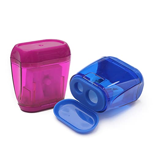 Pencil Sharpeners, 4 Pcs Pencil Sharpener Manual Double Holes Pencil Sharpener With Lid Colored Pencil Sharpener For Kids, Portable Compact Pencil Sharpeners For School Office Home Art Supply #TOP1