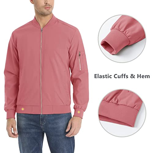 Kefitevd Men's Varsity Jackets Windbreaker Jackets Lightweight Rib Knit Bomber Jacket Men Regular Fit Sportswear Jacket Golf Jackets For Men #TOP3