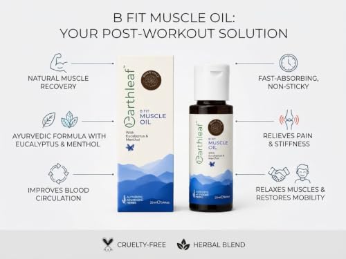 Image of B FIT Muscle Oil with Eucalyptus & Menthol | Helps Relieve Muscle & Joint Discomfort | Soothes Sore Muscles | Cooling Massage Oil,25 ml