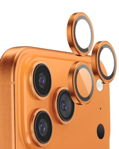 Skynup Fluted Camera Lens Protector Compatible with iPhone 17 Pro, 17 Pro Max, 16 Pro & 16 Pro Max | 9H Tempered Glass, Anti-Scratch | HD Clarity, Full Lens Coverage | Easy Installation, Case-Friendly | Orange