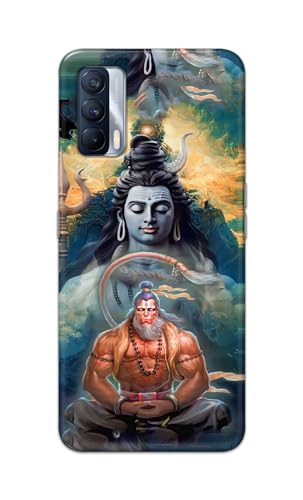 Image of PRINTFIDAA Plastic Printed Hard Back Cover Case For Realme X7 Back Cover (Lord Shiva And Hanuma) -112, Multicolor