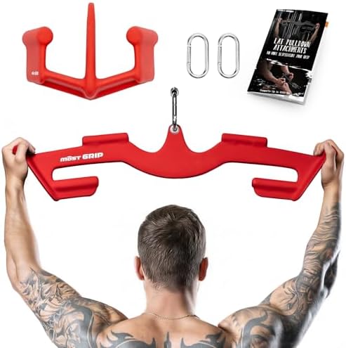 MOST GRIP Latzugstange Set mit 8 Ergonomischen Griffen | Dreieckige Stabilität Latzug Griff das Fitnessstudio zu Hause, Rutschfest Rudergriff für das Training des Gesamten Rückens