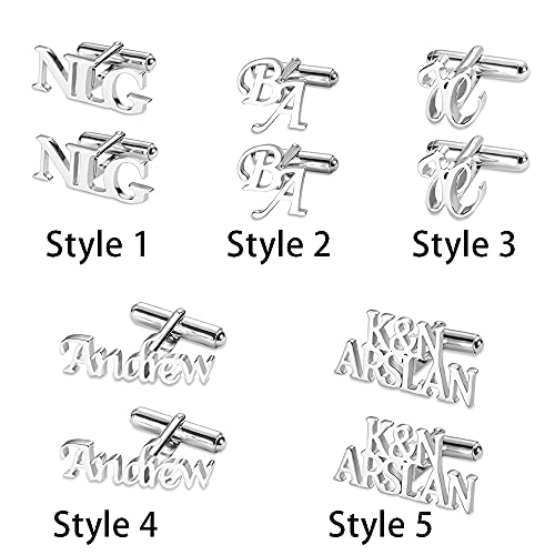 Custom Name Cufflinks Silver Men's Cufflinks Gift For Him - Personalized Wedding Initial Cufflinks For Men Father's Day Gift For Dad #TOP2