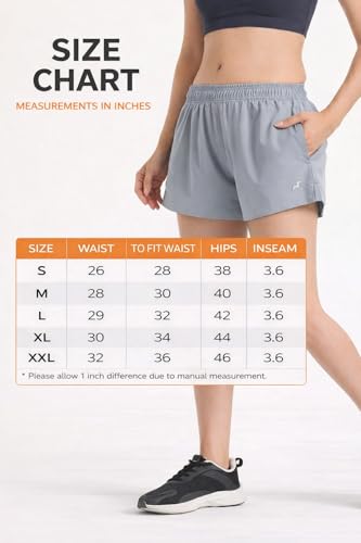 Image of Women's Athletic Running Shorts, Quick-Dry Lightweight Fabric, Elastic Waistband with Inner Drawstring, Side Pockets