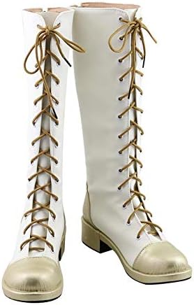 DUNHAO COS Anime Tsuyuri Kanao Cosplay Boots Lace Up PU Leather Shoes for Women Men Costumes