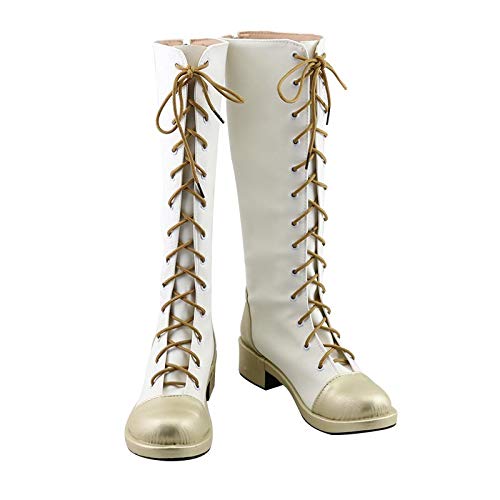 DUNHAO COS Anime Tsuyuri Kanao Cosplay Boots Lace Up PU Leather Shoes for Women Men Costumes Female US 7/CH39