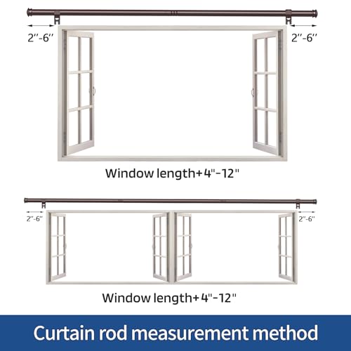 Standard Decorative Window Curtain Rods 30 to 45 Inch,5/8 Inch Diameter Small Curtain Rod Set, Heavy Duty Drapery Rods with Brackets