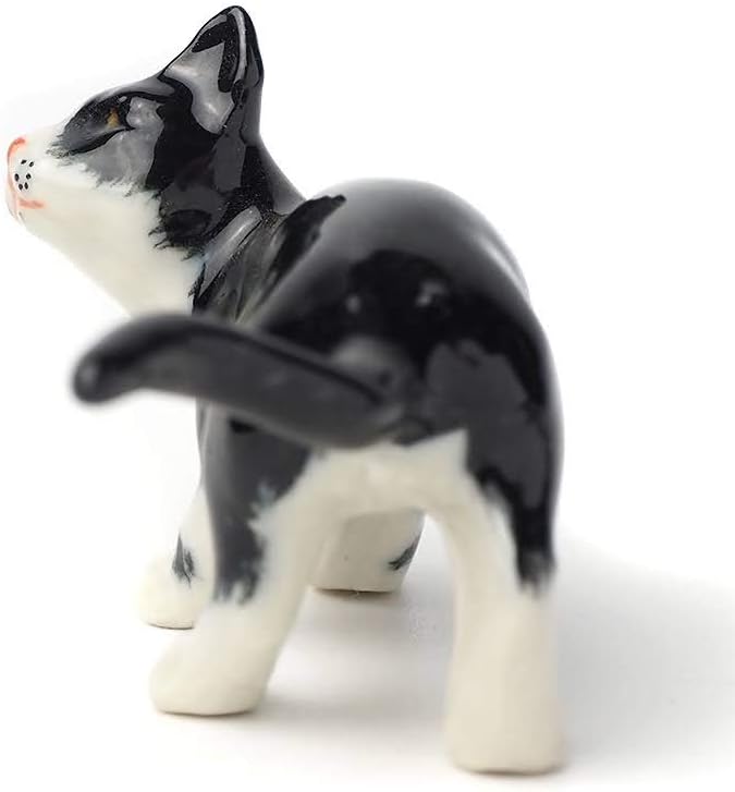 ZOOCRAFT Black Cat Figurine Ceramic Animal Miniature Handcrafted Kitten Gift Decor DIY Craft Design Collectible: Home & Kitchen