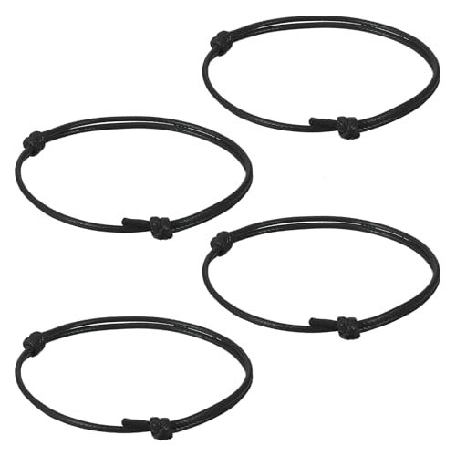 DOPENSPI 4 Stück Handgemachtes dünnes Surfer Band aus gewachster Baumwolle, Verstellbar Gewebte Armbänder Handgefertigt Freundschaftsarmband stoffarmband für Damen Herren