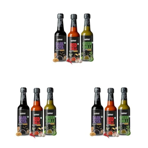 Image of Winn Sauce Trio Pack - Red Chilli 200g, Green Chilli 200g & Dark Soya 220g | Bold Asian Flavours - Spicy, Tangy & Umami| Paste | Clear Ingredients | No MSG or Trans Fats (Pack of 3)