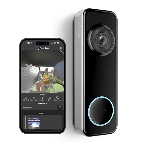 Image of Wyze Battery Video Doorbell Wireless Camera, 1536x1536 HD+ with Color Night Vision, 2-Way Audio, 1:1 Head-to-Toe View, Person /Vehicle /Package Monitor, Wire-Free /Wired Option, 1 Minute Easy Setup